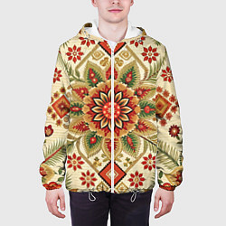 Куртка с капюшоном мужская Русские классические узоры и орнамент, цвет: 3D-белый — фото 2