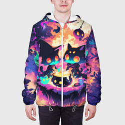 Куртка с капюшоном мужская 2 котика ведьмы, цвет: 3D-белый — фото 2