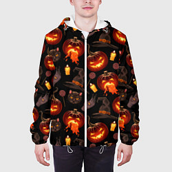 Куртка с капюшоном мужская Хэллоуин цветной паттерн, цвет: 3D-белый — фото 2