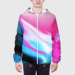 Куртка с капюшоном мужская Неоновые краски градиент, цвет: 3D-белый — фото 2