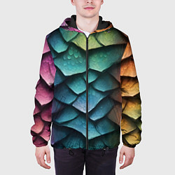 Куртка с капюшоном мужская Цветная чешуя дракона, цвет: 3D-черный — фото 2