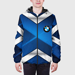 Куртка с капюшоном мужская BMW metalic blue abstract, цвет: 3D-черный — фото 2