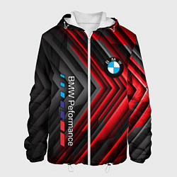 Куртка с капюшоном мужская BMW geometry stripes red, цвет: 3D-белый