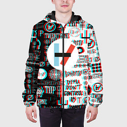 Куртка с капюшоном мужская Twenty one pilots glitch pattern, цвет: 3D-черный — фото 2