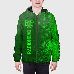 Куртка с капюшоном мужская Radiohead - green gradient по-вертикали, цвет: 3D-черный — фото 2