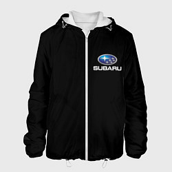 Куртка с капюшоном мужская Subaru logo auto, цвет: 3D-белый