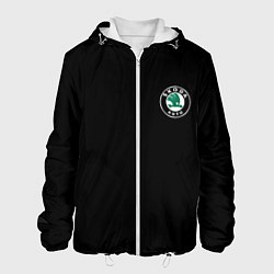Куртка с капюшоном мужская Skoda logo auto, цвет: 3D-белый