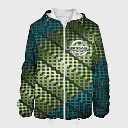 Куртка с капюшоном мужская Nissan авто текстура узор, цвет: 3D-белый