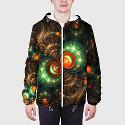Куртка с капюшоном мужская Фрактальный узор абстрактный, цвет: 3D-белый — фото 2