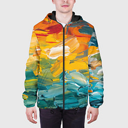 Куртка с капюшоном мужская Хаотичный цветные мазки краски, цвет: 3D-черный — фото 2