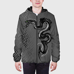 Куртка с капюшоном мужская Змея гранж арт, цвет: 3D-черный — фото 2