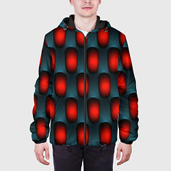 Куртка с капюшоном мужская Металлическая решетка паттерн, цвет: 3D-черный — фото 2