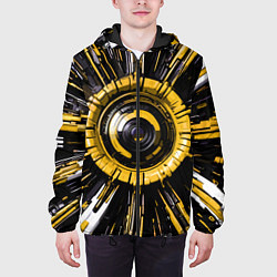 Куртка с капюшоном мужская Чёрно-жёлтая сфера киберпанк, цвет: 3D-черный — фото 2