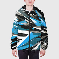 Куртка с капюшоном мужская Чёрно-сине-белая абстракция, цвет: 3D-черный — фото 2