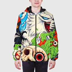 Куртка с капюшоном мужская Японские ужастики, цвет: 3D-черный — фото 2