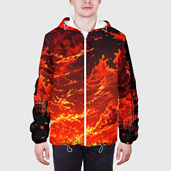 Куртка с капюшоном мужская Багровый огненный закат, цвет: 3D-белый — фото 2