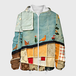 Куртка с капюшоном мужская Детский пэчворк, цвет: 3D-белый