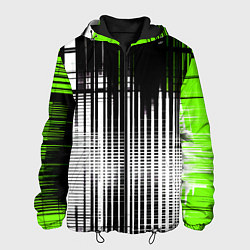 Куртка с капюшоном мужская Зелёно-чёрный гранж на белом фоне, цвет: 3D-черный
