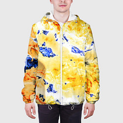 Куртка с капюшоном мужская Сине-золотая абстракция, цвет: 3D-белый — фото 2