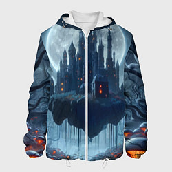 Мужская куртка Замок Дракулы и неоновые грибы - нейроарт фантазия