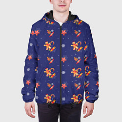 Куртка с капюшоном мужская Сладости и снег, цвет: 3D-черный — фото 2