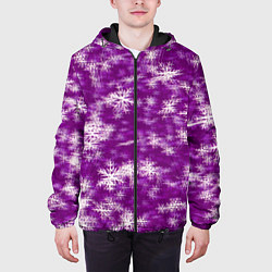 Куртка с капюшоном мужская Снежинки глитч, цвет: 3D-черный — фото 2