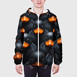 Куртка с капюшоном мужская Черные уточки, цвет: 3D-белый — фото 2
