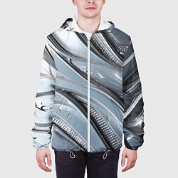Куртка с капюшоном мужская Полированный металл серебряный, цвет: 3D-белый — фото 2