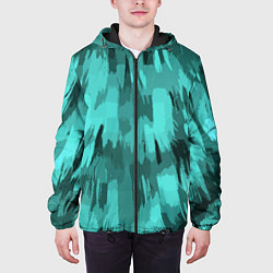 Куртка с капюшоном мужская Бирюзовый камуфляж, цвет: 3D-черный — фото 2