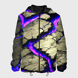 Куртка с капюшоном мужская Треснувший камень фиолетовый, цвет: 3D-черный