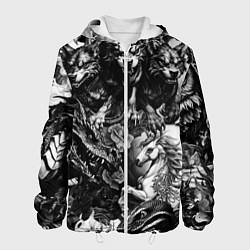 Куртка с капюшоном мужская Дракон и другие мифические существа в стиле тату, цвет: 3D-белый