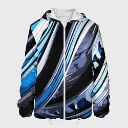 Мужская куртка Волнистая чёрно-синяя абстракция
