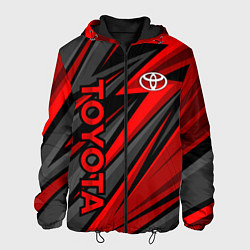 Куртка с капюшоном мужская Toyota - красный спортивный, цвет: 3D-черный