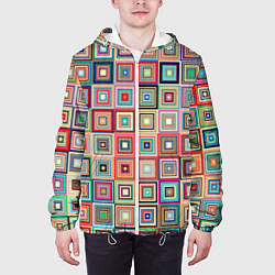 Куртка с капюшоном мужская Квадратная мозаика, цвет: 3D-белый — фото 2