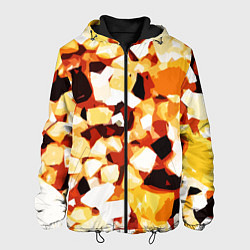 Куртка с капюшоном мужская Жёлто-белая абстракция на чёрном фоне, цвет: 3D-черный