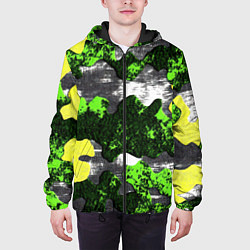Куртка с капюшоном мужская Камуфляж из брызг краски, цвет: 3D-черный — фото 2