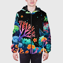 Куртка с капюшоном мужская Космический подводный мир, цвет: 3D-черный — фото 2