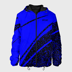Куртка с капюшоном мужская Sport чёрно-синий ультрамарин в крапинку, цвет: 3D-черный