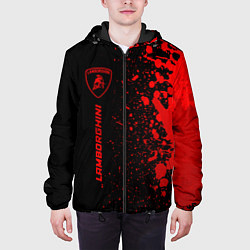 Куртка с капюшоном мужская Lamborghini - red gradient по-вертикали, цвет: 3D-черный — фото 2