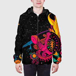 Куртка с капюшоном мужская Psychedelic abstract art, цвет: 3D-черный — фото 2