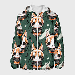 Куртка с капюшоном мужская Анимешный лис фенек, цвет: 3D-белый