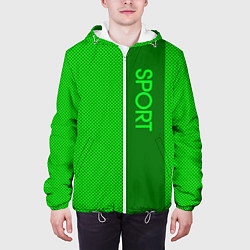 Куртка с капюшоном мужская Sport зелёный с полосой, цвет: 3D-белый — фото 2