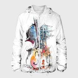 Куртка с капюшоном мужская Скрипка, цвет: 3D-белый