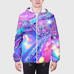 Куртка с капюшоном мужская Розовые блестки, цвет: 3D-белый — фото 2
