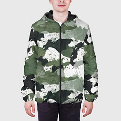 Куртка с капюшоном мужская Зеленый фактурный камуфляж, цвет: 3D-черный — фото 2