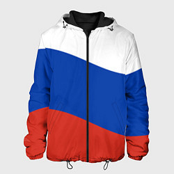 Куртка с капюшоном мужская Флаг России волной, цвет: 3D-черный