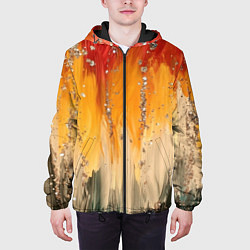 Куртка с капюшоном мужская Красочная текстура с блестяшками, цвет: 3D-черный — фото 2