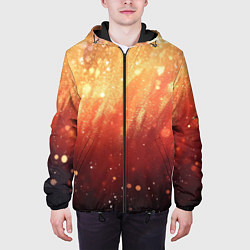 Куртка с капюшоном мужская Желто-красная текстура блестящая, цвет: 3D-черный — фото 2