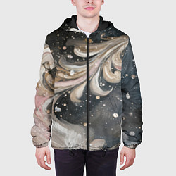 Куртка с капюшоном мужская Бежевый объемный узор, цвет: 3D-черный — фото 2