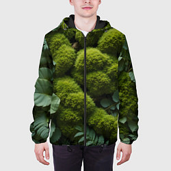Куртка с капюшоном мужская Зеленый мох и листья, цвет: 3D-черный — фото 2